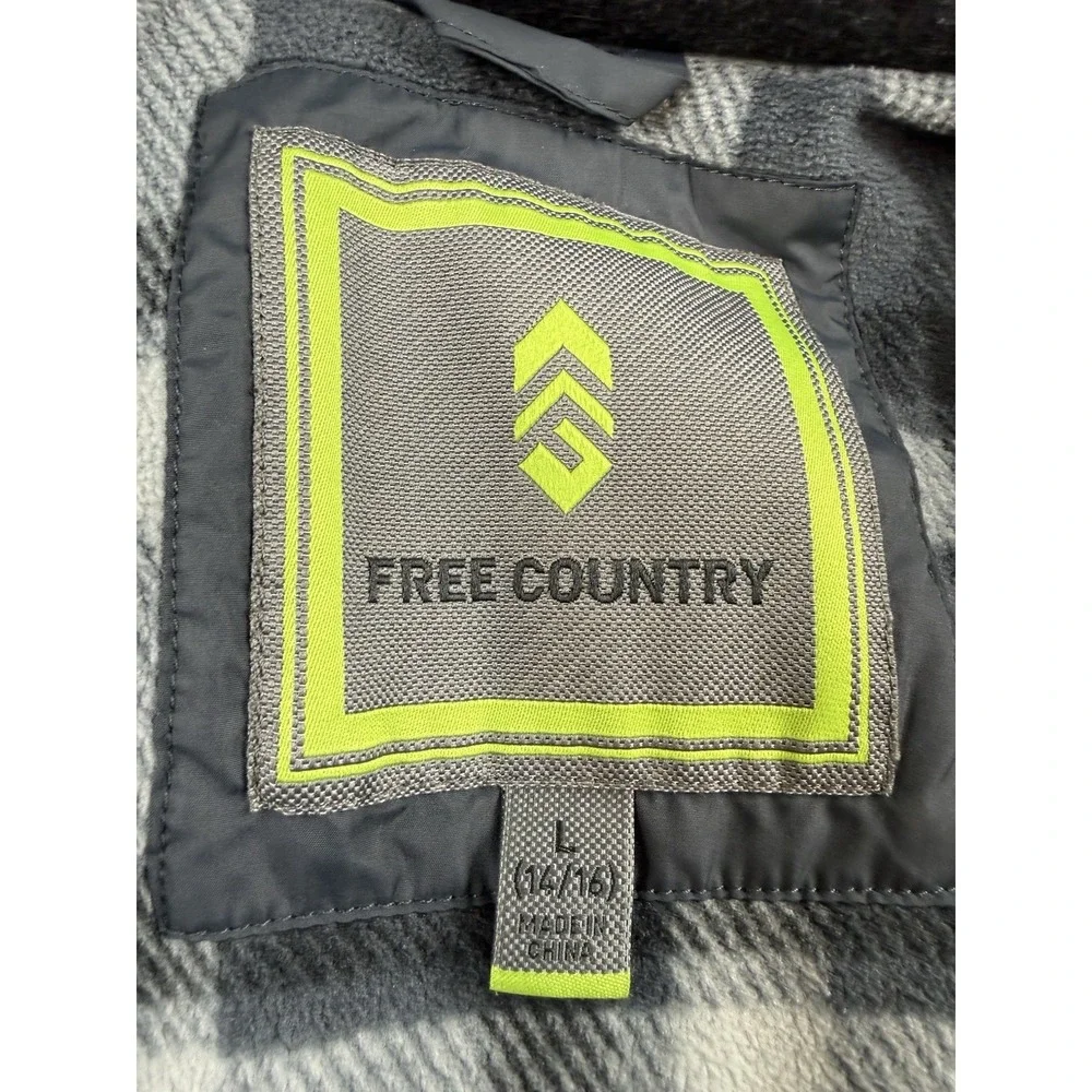 Free Country Hooded Flannel Lined Gary Puffer Jacket Boys L 14/16